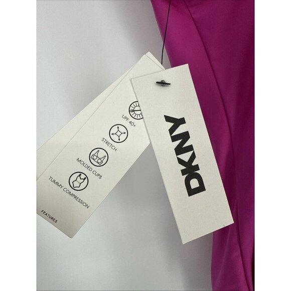 DKNY Women's Size Large Pink Sweetheart Twist Front One Piece Swimsuit New - Picture 8 of 10